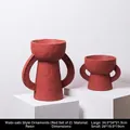 Modern red resin wabi-sabi letter bookends with rustic texture in large and small sizes - Double-eared Ornaments - Set 7 Red Pair