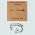 Morsecode Anti-Angst-Ring aus Edelstahl mit 'I am Enough' Karte zur Entspannung - Ich bin genug