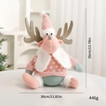 Pink and white reindeer plush doll with knitted sweater for Christmas home decoration - Sitting - Reindeer