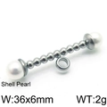 Silver stainless steel OT toggle clasp with white shell pearls and bar for jewelry making - Silver Shell Pearl Decor Style (KLJ5589-Z)