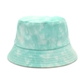 Dettaglio del tessuto in cotone tie-dye verde menta e bianco sulla superficie del cappello - M (56-58cm) / Verde