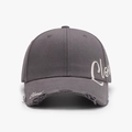 Distressed dark gray baseball cap featuring side white script letter embroidery - Adjustable / Dark Gray