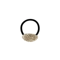 U-shaped hair tie with hammered gold oval metal plate and black elastic cord - Oval 3.5cm / Silver