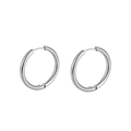 Close-up of polished silver titanium steel hoop earrings with hidden clasp design - 1.3cm Hoop Earrings Pair (Silver)