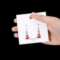 Christmas earrings featuring red and white house design with sparkling micro diamonds - Red House