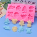 8-Loch Weihnachts-Silikonform mit Weihnachtsmann- und Baum-Motiven zum Backen - Rosa