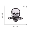 Detailed size view of skull and dagger embroidery patch with 6.1 cm height measurements - Style 7# (Skull with Knife)