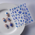 Autocollants 5D gaufrés pour ongles motif plantes marines bleu Klein effet relief - Corail de l'Océan Bleu (FEB-399)