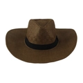 Cappello da cowboy classico in paglia intrecciata marrone con tesa larga e fascia nera - Taglia Unica 58cm Circonferenza / Falda Larga Quadrato Caffè