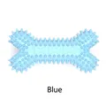Giocattolo blu a forma di osso per cani in gomma resistente con protuberanze per denti - M / Celeste