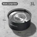 Black 3L stainless steel pet water bowl with matte finish and non-slip floating disk - 3L / Black