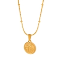 Vintage golden bee relief coin pendant necklace with stylish delicate beaded chain - Bee Coin-40+5cm