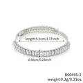 Bracciale regolabile in argento con una fila di zirconi scintillanti taglio baguette - Argento Zirconia Bianca