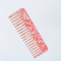 Elegant pink and white marble texture acetate hair comb in a minimalist flat design - Large (D#) / Pink (D#)