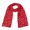 Red Christmas scarf featuring silver Christmas tree and snowflake prints in a flat lay - 70*180cm / Red
