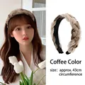 Elegant coffee brown woven sponge headband with French silk and mesh texture for women - Organza Braided Style / Brown