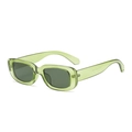 Vintage rectangle sunglasses with translucent light green frame and dark grey lenses - Olive Green G15 Lens