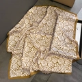 Champagne gold silk square scarf with abstract rose pattern and satin finish - 70*70cm / 30207-Champagne Rose Outline