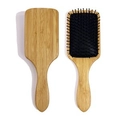 Bamboo square air cushion massage hairbrushes with natural wood grain and black bristles - Bamboo Large Square Air Cushion Comb Plain