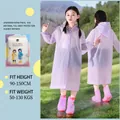 Thickened light purple EVA raincoat for children with hood and elastic cuffs - Children's Light Purple Drawstring Bag [100g 18-mil Frosted Extra Thick]