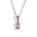 S-letter pendant on paperclip link chain necklace in a minimalist silver steel finish - Silver-S