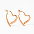 Polished rose gold stainless steel heart earrings with unique cross back-hanging design - Rose Gold (SDE2058)