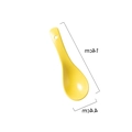 Minimalist yellow ceramic soup spoon 14cm length with smooth glazed finish and hanging hole - Yellow