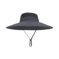 Chapeau de soleil gris foncé à large bord avec maille respirante et mentonnière réglable - Rouge & Gris