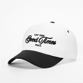 Berretto da baseball bicolore nero e bianco con ricamo LET THE GOOD TIMES ROLL stile retrò - Taglia unica / Splicing Bianco e Nero