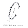 Men's silver stainless steel open cuff bracelet with vintage barbed wire design - B-510 Barbed Wire