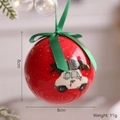 Red Christmas ball ornament with vintage car pattern and green satin ribbon bow - White with Red Car