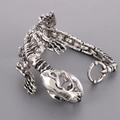 Bracciale punk in argento a forma di scheletro di dinosauro con catena a vertebre - Stile Scheletro di Dinosauro (KB33468-D)