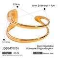 Verstellbarer goldener Edelstahl-Armreif mit mehrschichtigem, unregelmäßigem Design - Doppelschicht Stromlinienförmig Gold Stil (JDB2407016)