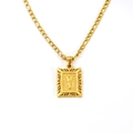 18K gold plated Figaro chain necklace featuring a rectangular letter Y pendant - Letter Y (SP598G-Y)