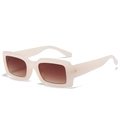 Retro rectangular cream frame sunglasses with brown gradient lenses and gold accents - Off-white Frame Gradient Tea Lens
