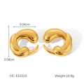 Gedetailleerde afmetingen van 18K vergulde roestvrijstalen oorbellen modelnummer HC-E10313 - Gouden Fluid Stijl (HC-E10313)