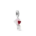 Colgante de globo de corazón en plata con globos de esmalte y pequeña maleta - E14-02 Globos de Colores