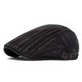 Berretto retrò in denim nero lavato con cuciture laterali e fibbia regolabile - Regolabile (56-61cm) / Nero
