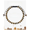Bohemian tiger eye beaded bracelet with gold spacers and adjustable cord on gift card - Tiger Eye Bracelet