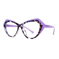 Fashionable purple and marble cat eye glasses frames for women with geometric floral design - Purple and Tortoiseshell Frame