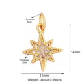 Detail of 14x11mm gold-plated star pendant with cubic zirconia and 5mm bail size - Pave Octagonal Star / M609087-Gold