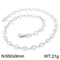 Silver stainless steel coin chain necklace with cross pattern and lobster clasp - 65cm / Silver Necklace (KN228577-Z)