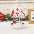 Tarro de dulces de muñeco de nieve de Navidad con gorro de estrella y bufanda de punto - Muñeco de nieve