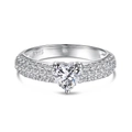S925 Sterlingsilber Ring mit rosa Herz Zirkon und seitlichen Schmucksteinen - US 8 / Pave Herz Stil 5