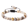 Handgefertigtes Yoga-Armband mit 6 mm bunten Natursteinperlen und verstellbarer Kordel - Gelber Crazy-Lace-Achat