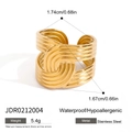 Waterproof gold-plated stainless steel twisted ring with a woven knot texture, 5.4g - Gold Twisted Braided Style (JDR0212004)