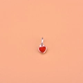 Colgante de corazón rojo minimalista con borde plateado para accesorios de joyería DIY - Rojo