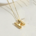 Golden 14K plated 3D bubble letter N pendant necklace with fine link chain for women - Letter N
