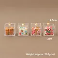 Miniature dollhouse Christmas charms set with gingerbread man and snowflake in acrylic box - Square Box Christmas Fruit Box Set (4 Pcs)