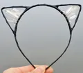 Cat ear headband with white crystal clusters and black hand-wrapped wire finish - No.3 Clear Crystal